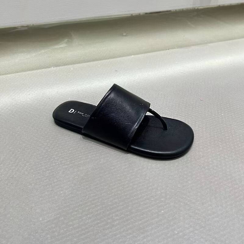 Fashion Summer Real Leather Open Toe Flip Flops Slippers Women Solid Color Flat Bottom Versatile Sandals Outdoor Leisure Vacation Shoes