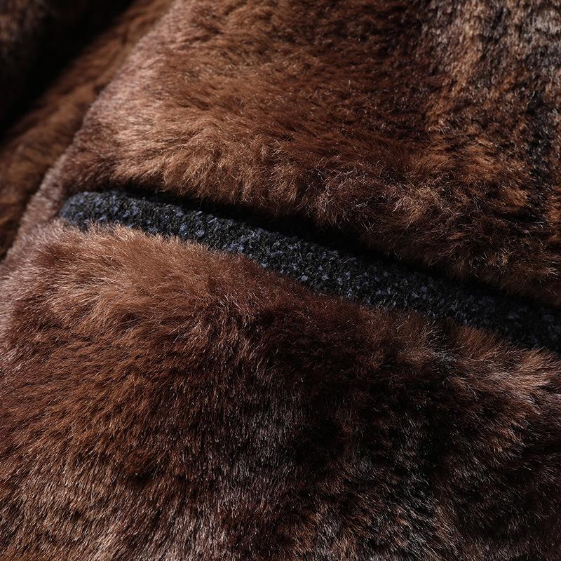 Men's Winter Fleece-Lined Corduroy Jacket with Shearling Collar - Warm Casual Coat for Middle-Aged and Older Men