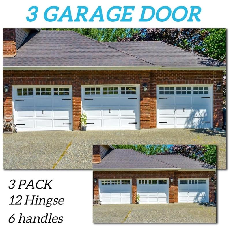 Garage Door Decorative Magnets 4 Hinges 2 Handles Set Reusable Removable Hardware Quick Fixing for Metal Door Decors