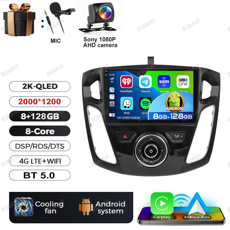 Car Radio Android 16 For Ford Focus 3 Mk 3 2011 2012 2013 2014 2015-2019 GPS 5G WIFI Wireless Carplay Auto Viedo Player 4G LTE