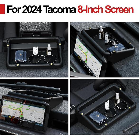 Dashboard Behind Screen (8-Inch) Storage Box For 2024 2025 Toyota Tacoma & 2025 4Runner Accessories, Center Console Organizer Tray With Anti-Slid Pad