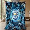 Manchester City Theme Blanket Soft Flannel Blanket Plush Throw Blanket Cozy Sofa Bed Blanket for Home Decor