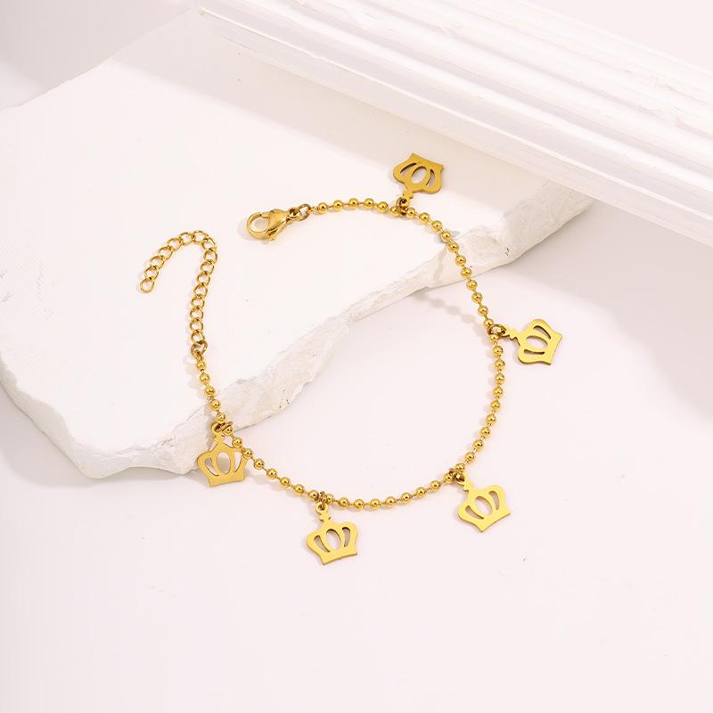 Titanium steel bracelet does not fade, gold love palm bracelet, light luxury niche round bead couple high-end bracelet.