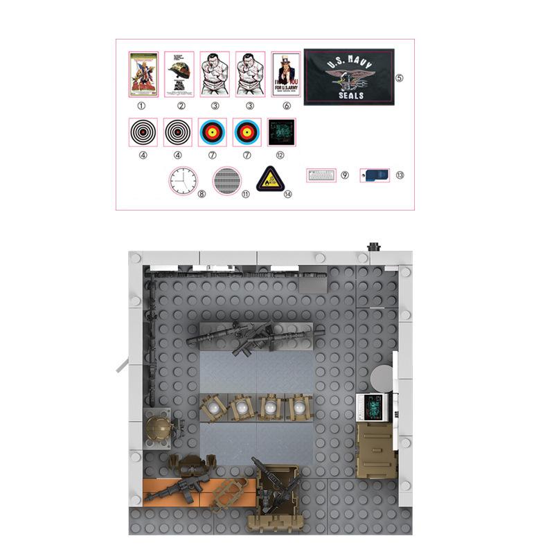 Vojenské vybavení Skladová místnost Scéna Strážní věže Velitelské základny Policie Drátěné stojany Stavební bloky Modelové sady Kostky