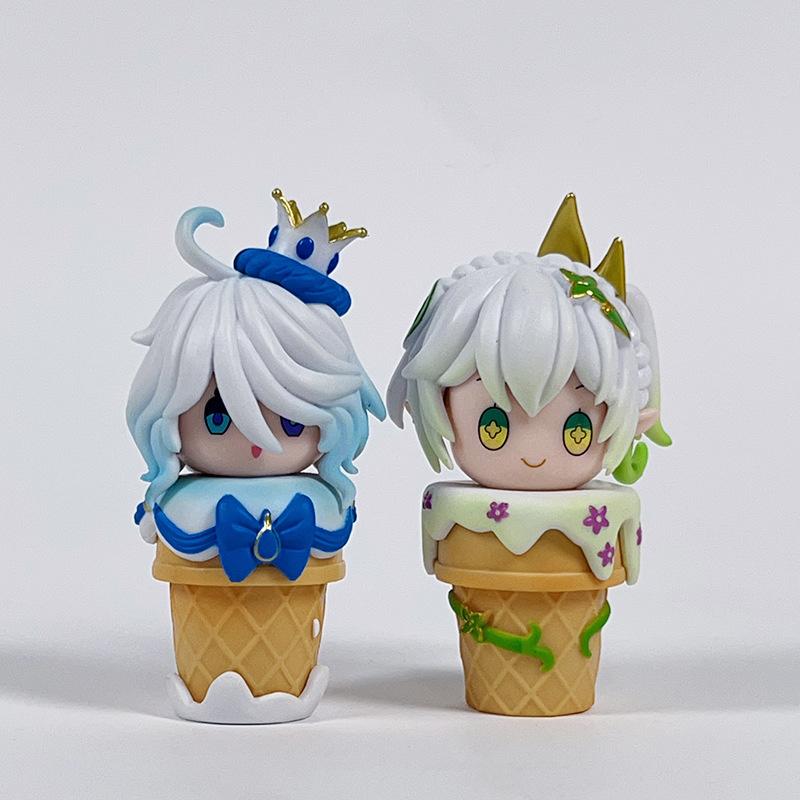 Genshin Impact Anime Figure Ice Cream Cute Kawaii Raiden Shogun Nahida Pvc Furina Model Ornament Collection Room Decor Gifts