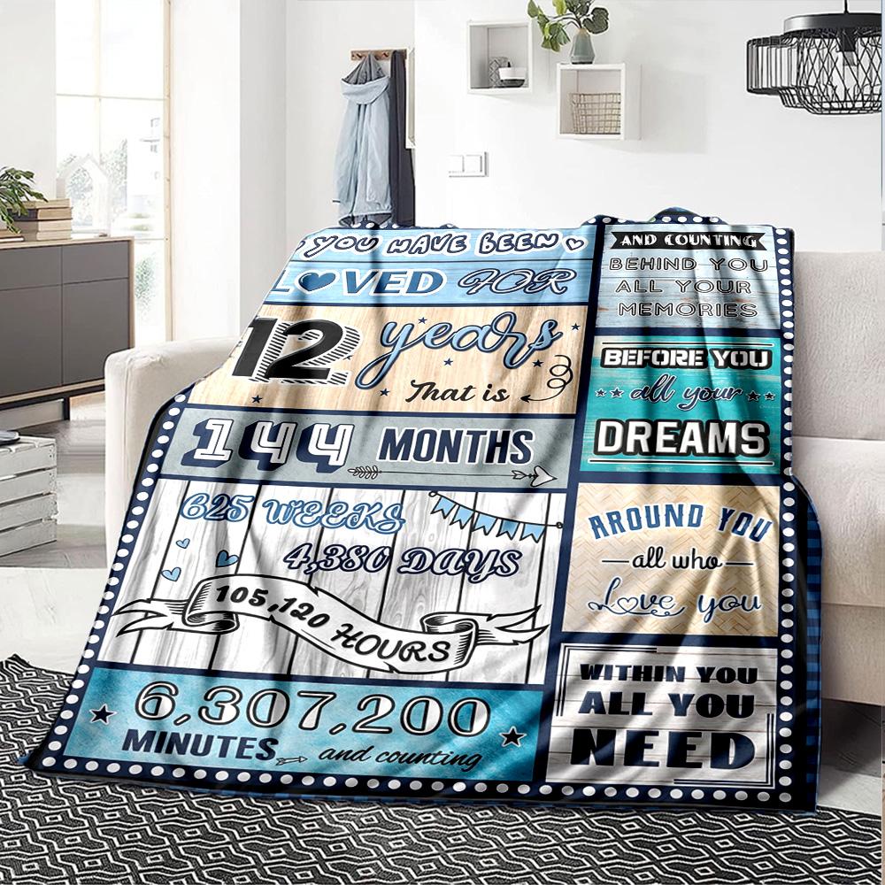 12Th Birthday Celebration Gift Blanket Warmthful Decor Throw Sofa Couch Office Occasions Versatile Accessory Birthday Christmas Gift Blanket Y6