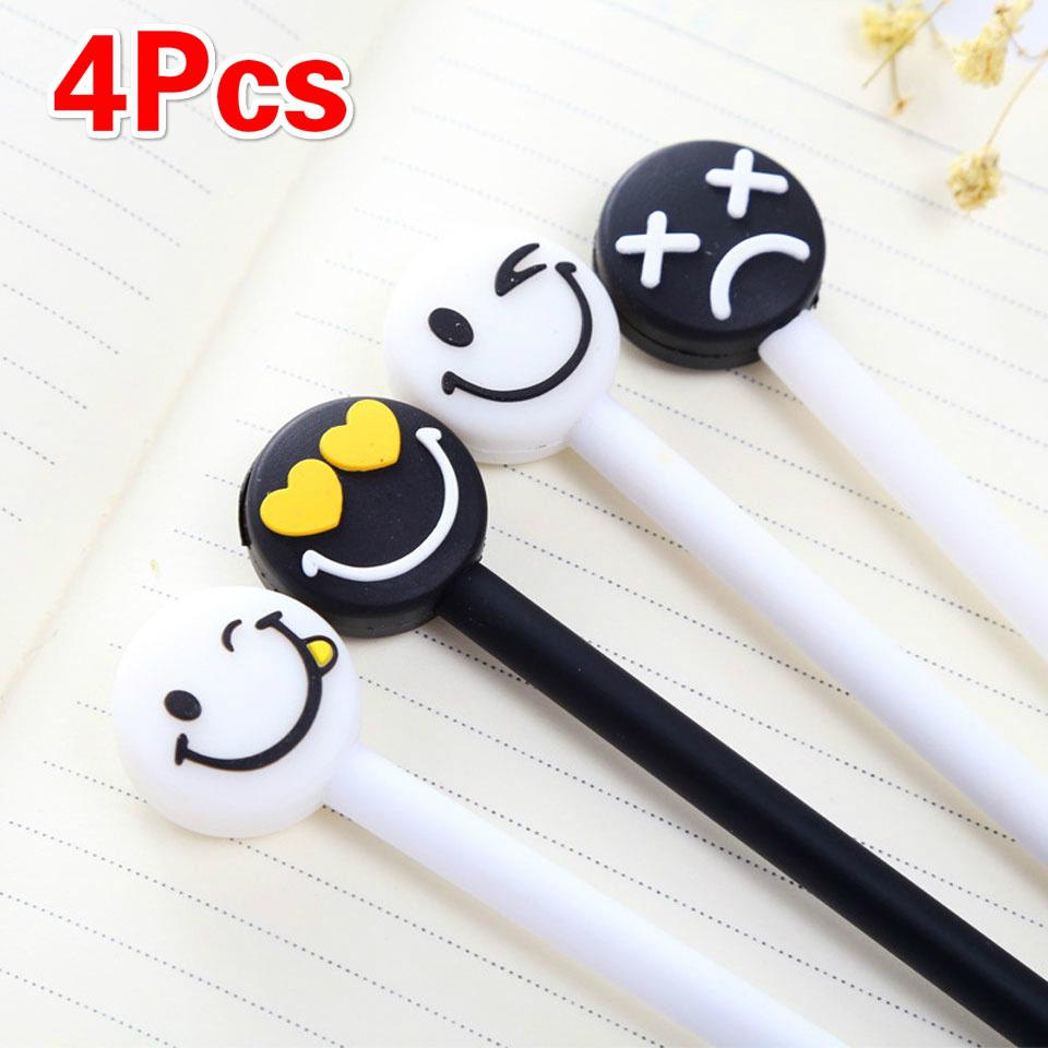 

4 шт./лот гелевая ручка с милым улыбающимся лицом, креативность 0,38 мм для письма, ручка для вывесок, канцелярские принадлежности для студентов