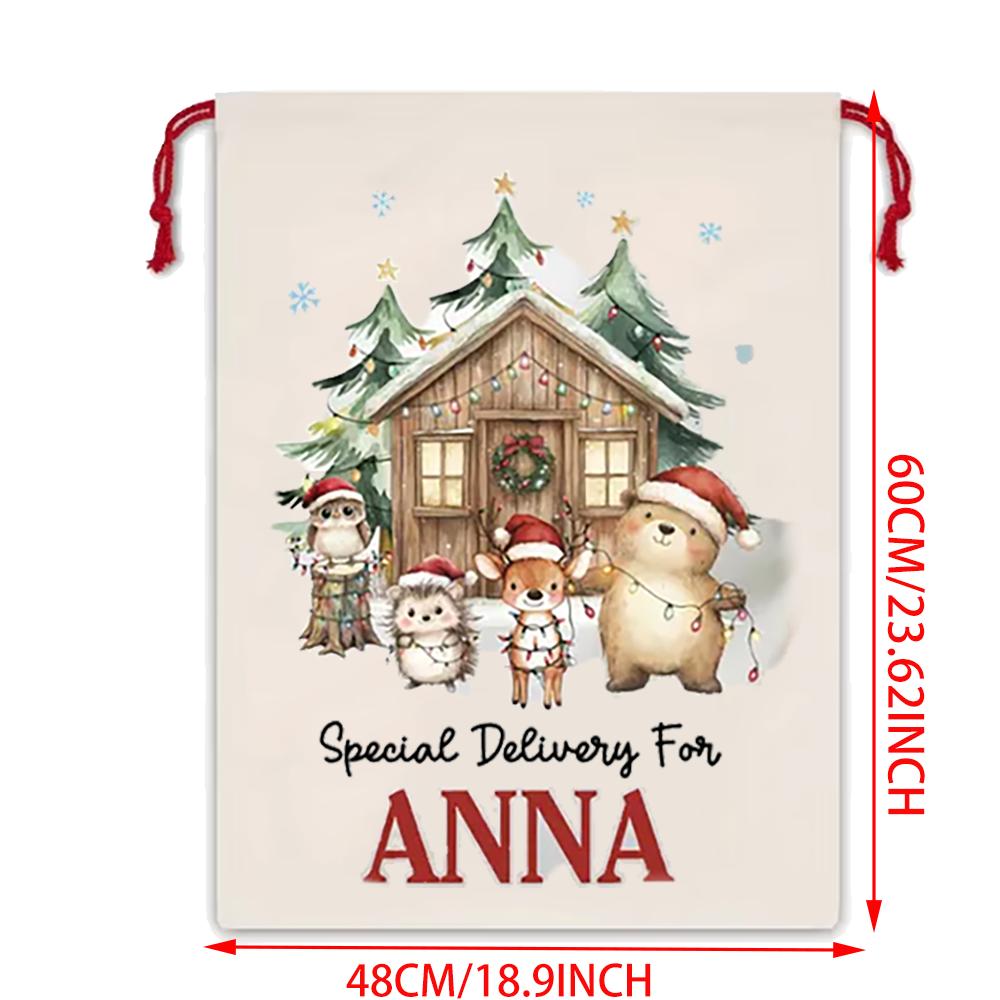 Personalized Woodland Christmas Bag Kids Xmas Gift Sack Large Reusable Present Bag Special Delivery Sack Christmas Santa Bag