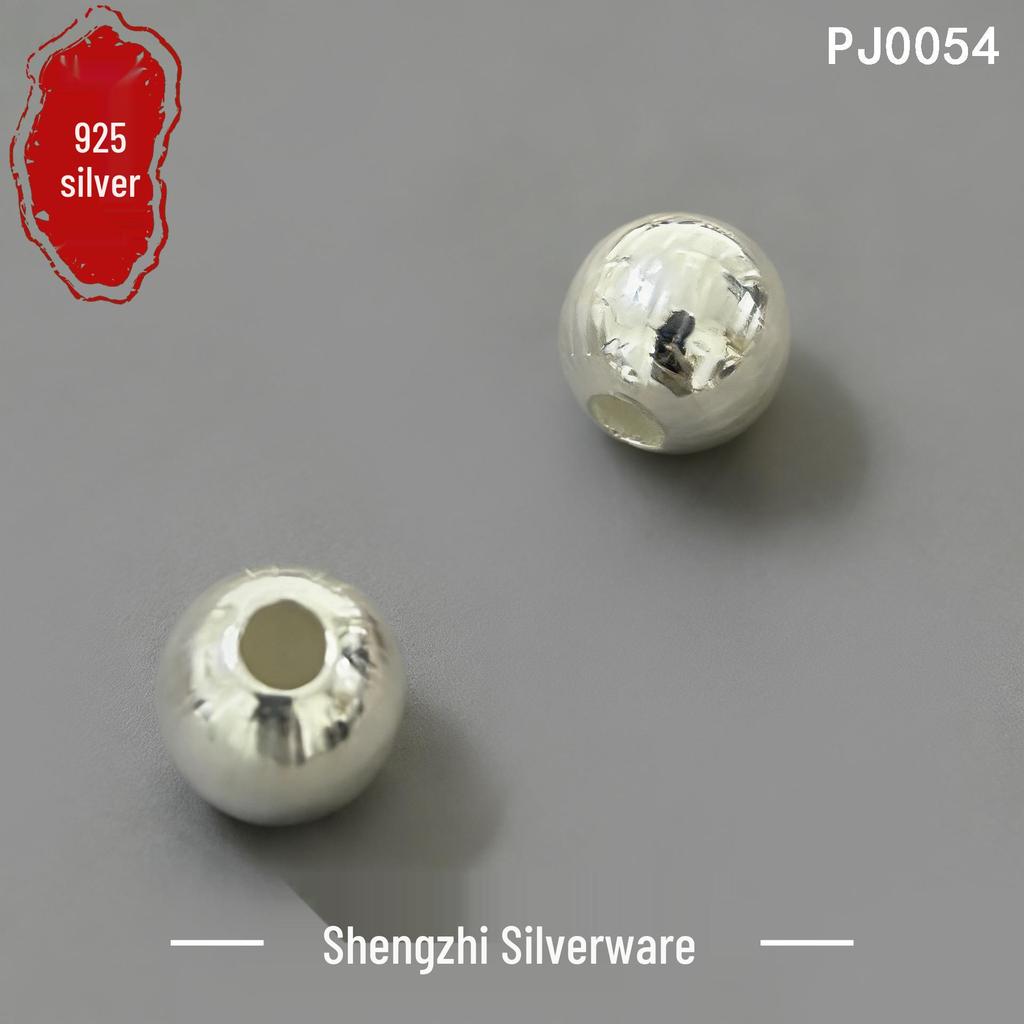 S925 Sterling Silver 3D Round Faceted Beads for DIY Jewelry Accessories
