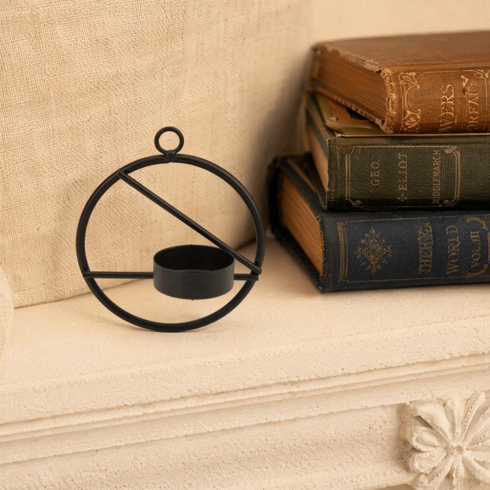 Black Color Wall Hanging Candle Holder Easy To Clean Round Candle Holder Fireplace Decor