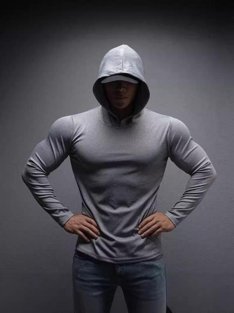 Spring & Autumn Men's Quick-Dry Stretchy Hooded Running Sweatshirt