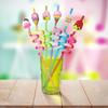 8pcs Cartoon Reusable Straws Vibrant Drinking Straws Ice Cream-Shaped Straws  Party