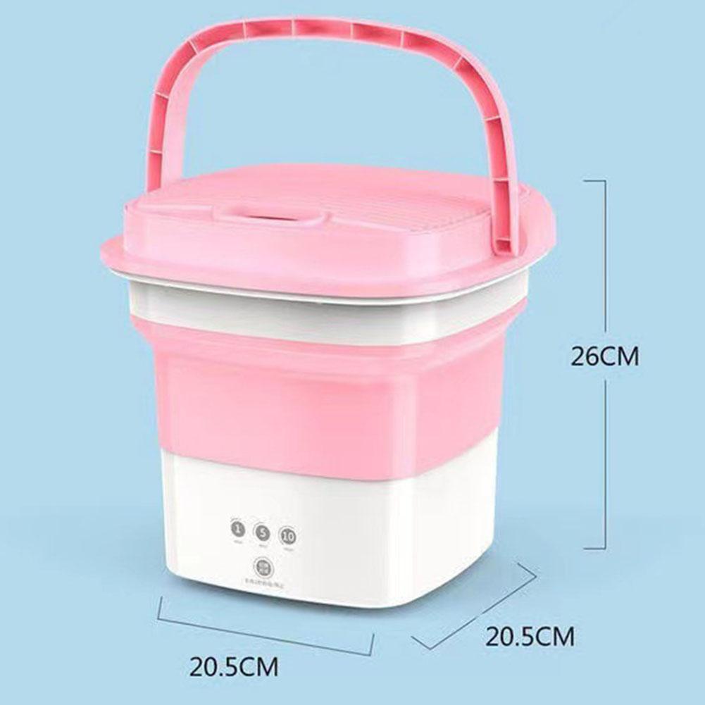 Mini Folding Washing Machine for Socks Underwear Bucket Cleaning (Pink US)
