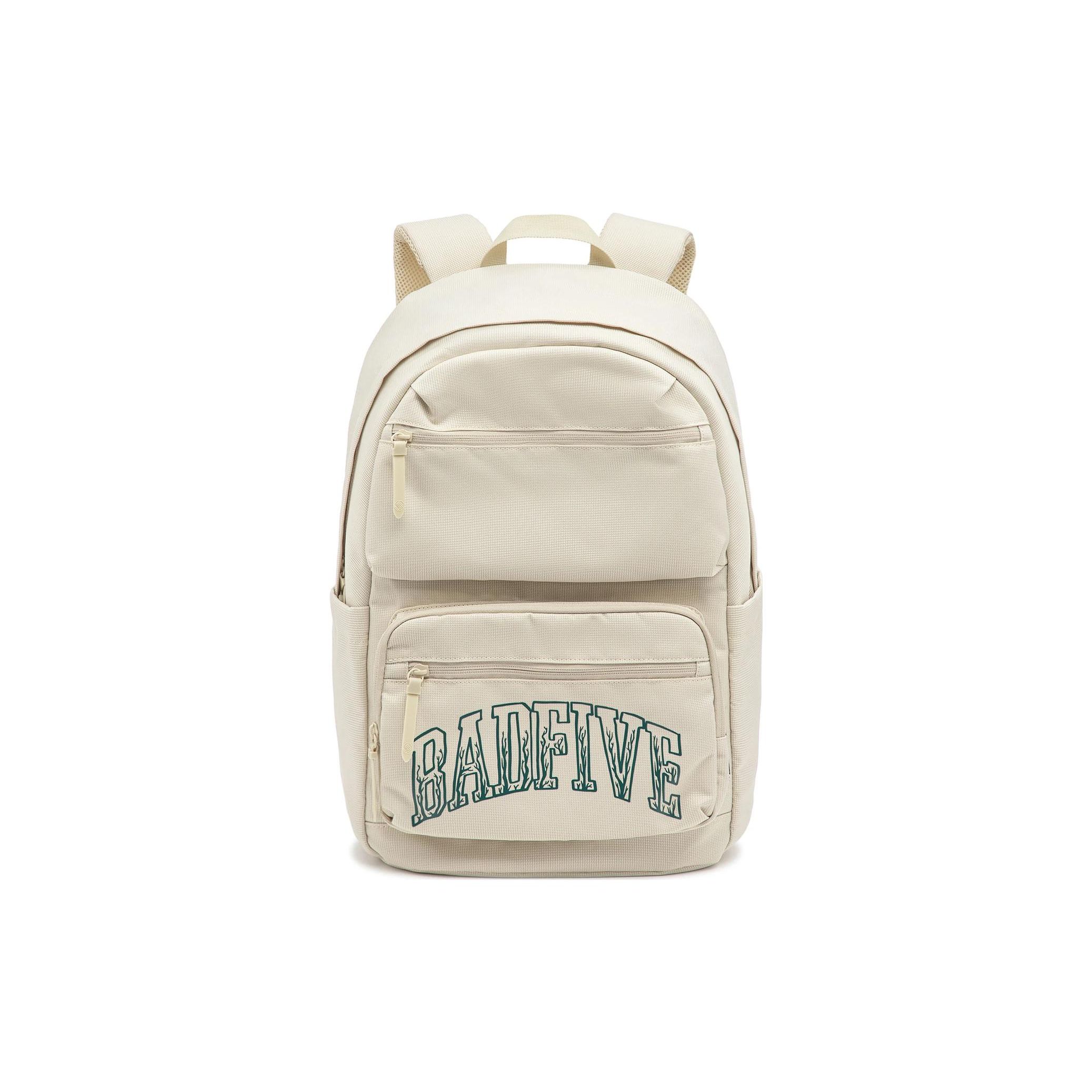 Li Ning Badfive Basketball Series Logo Print Polyester Backpack Unisex Backpack Fog-Khaki ABST349-2 One Size