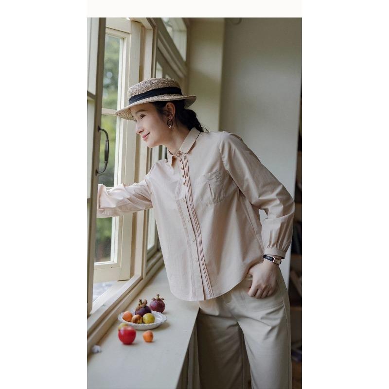 Pure Cotton Women's Long-sleeved Loose Casual Autumn New Tops Shirts