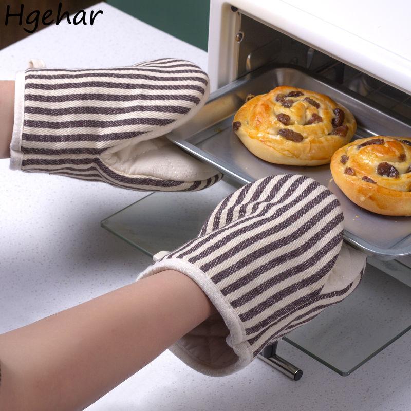 1 Stück Gestreifte Einfache Haushaltsküche Ofenhandschuhe Hohe Temperaturbeständigkeit Mikrowellenhandschuhe Dick Anti-Verbrühung Backhandschuh