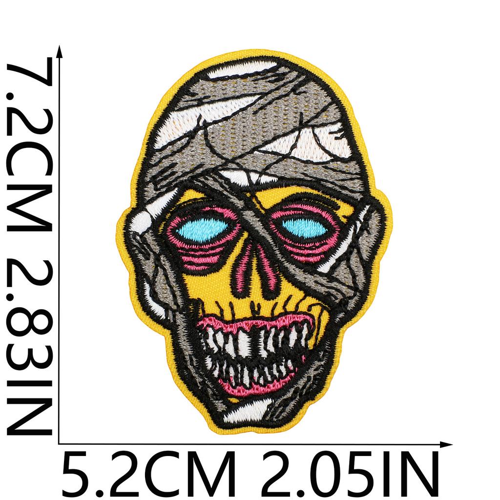 Weird Clown Embroidery Cloth Sticker Halloween Atmosphere Dress Up Horror Doll Patch Sticker Pupil-Free Mummy Embroidery Label