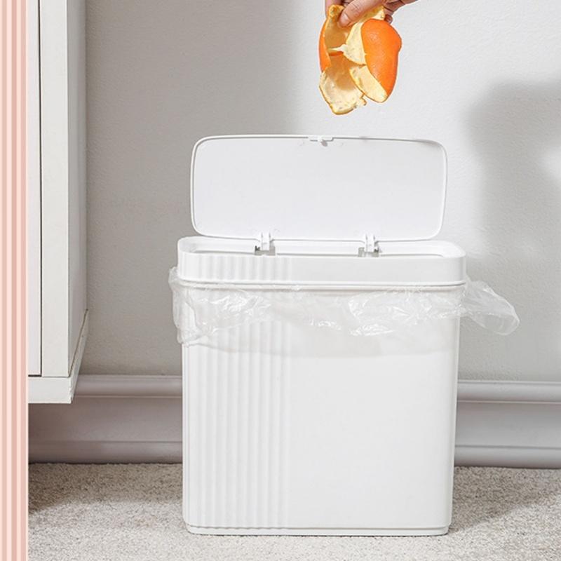 Kitchen Bathroom Trash Can Garbage Can With Press Top Lid For Bedroom Kitchen Office Living Room