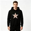 Fashion Men's 5 Pointed Star Leopard Print Hoodie Casual Long Sleeve Loose Pullover Hooded Sweatshirt Hip Hop Streetwear Daily Top For Adult Men