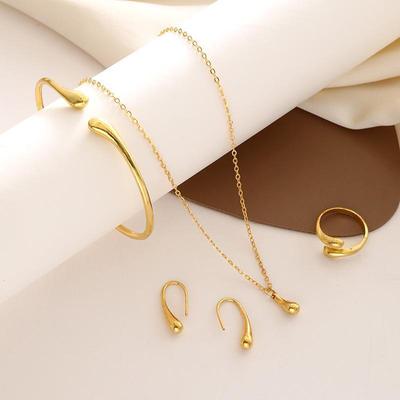 Elegant Water Drop Jewelry Set: Necklace, Bracelet, Ring, and Earrings