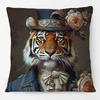 European Fashion Leopard Rabbit Fox Tiger Smoking Lion Animals Portrait Cushion Covers Pillowcase For Sofa