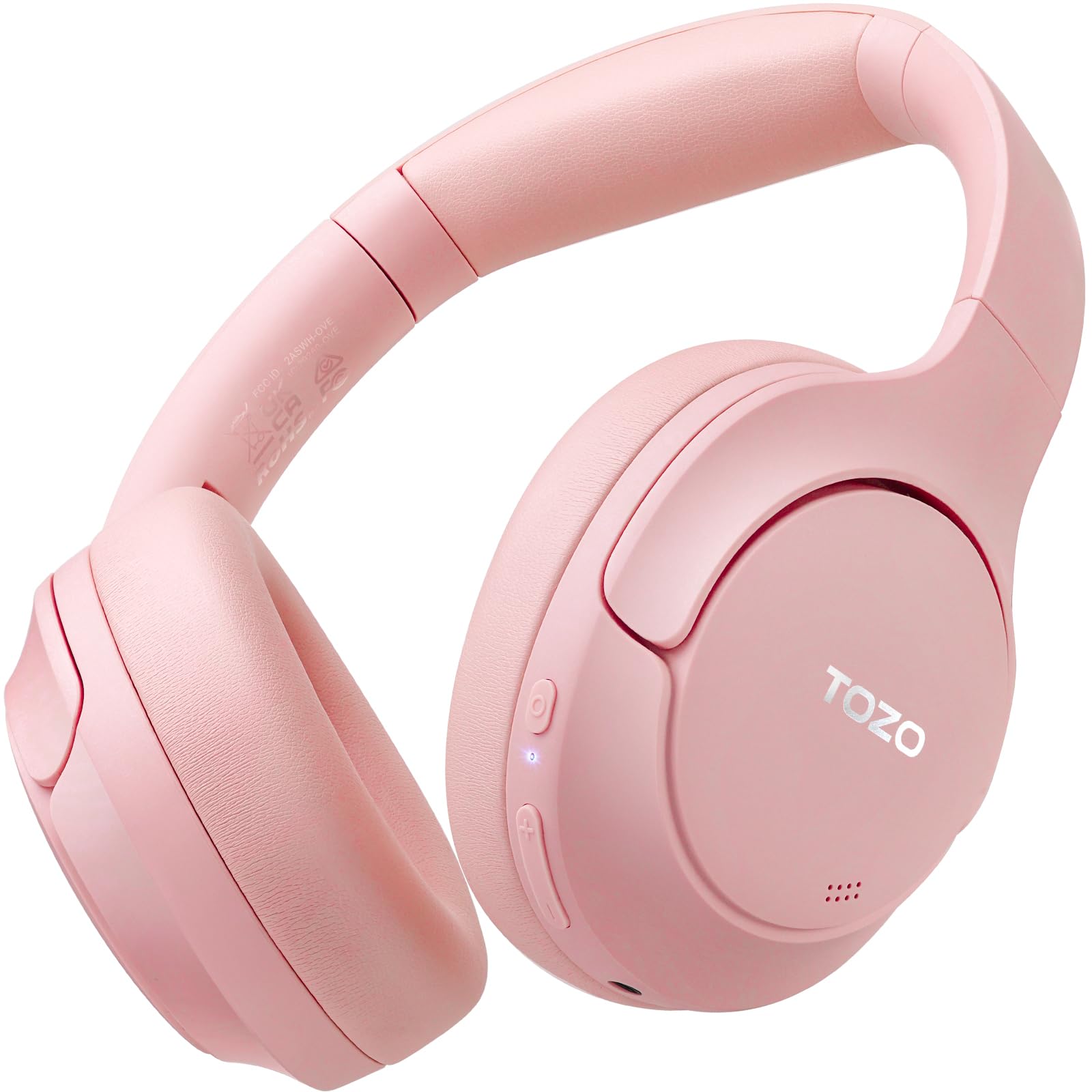 

TOZO HT2 Wireless Audio 40mm Dynamic Bluetooth AUX Wired Noise Cancelling Headphones with Up to 38dB Noise Up to 60 Hours of Continuous App Custom EQ рожевий