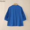 ZANZEA Women Casual V-Neck Solid Color 3/4 Sleeve Loose Blouse