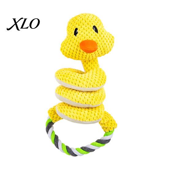 Durable Tug of War Rope Toys Squeaky Dog Toy with Pull Rope, Plush Toy, Indestructible for Aggressive Chewers Spiral Animal Interactive Small