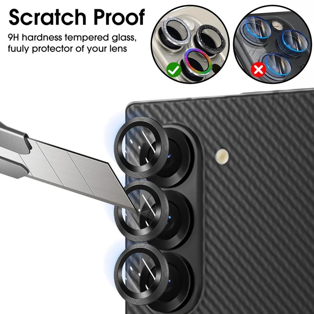 Anti Scratch Full Cover Lens Protection For Samsung Galaxy Z Fold Flip 8 7 6 5 4 CD Pattern Metal Ring Glass Camera Protect Cap
