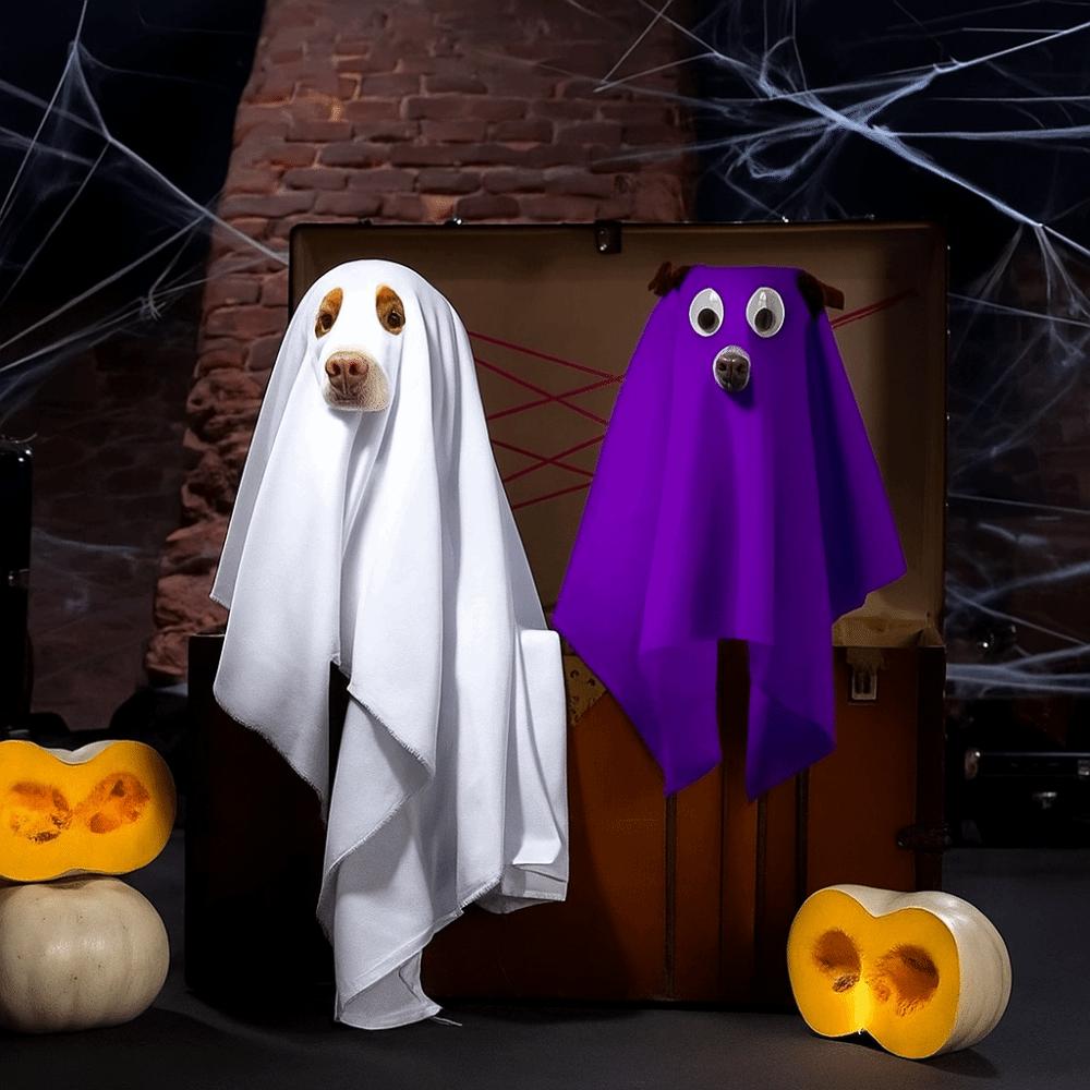 Decorative Dog Ghost Cape Breathable Pet Cosplay Clothes Ghost Dog Cloak Photo Props
