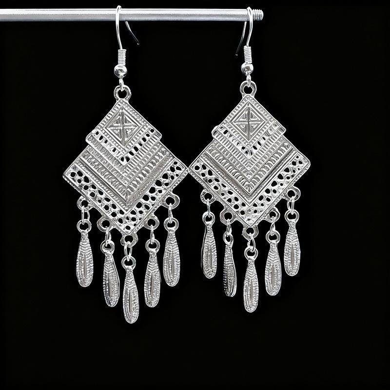 Ethnic style earrings Alloy silver-plated Miao ethnic minority Dong Yi earrings Earrings