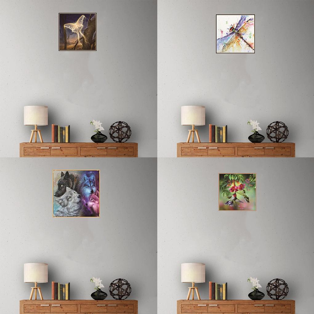 5D DIY Butterfly/Dragonfly/Wolf/Bird Animal Painting Diamond Stitch Round Resin Crystal Embroidery Picture Gifts