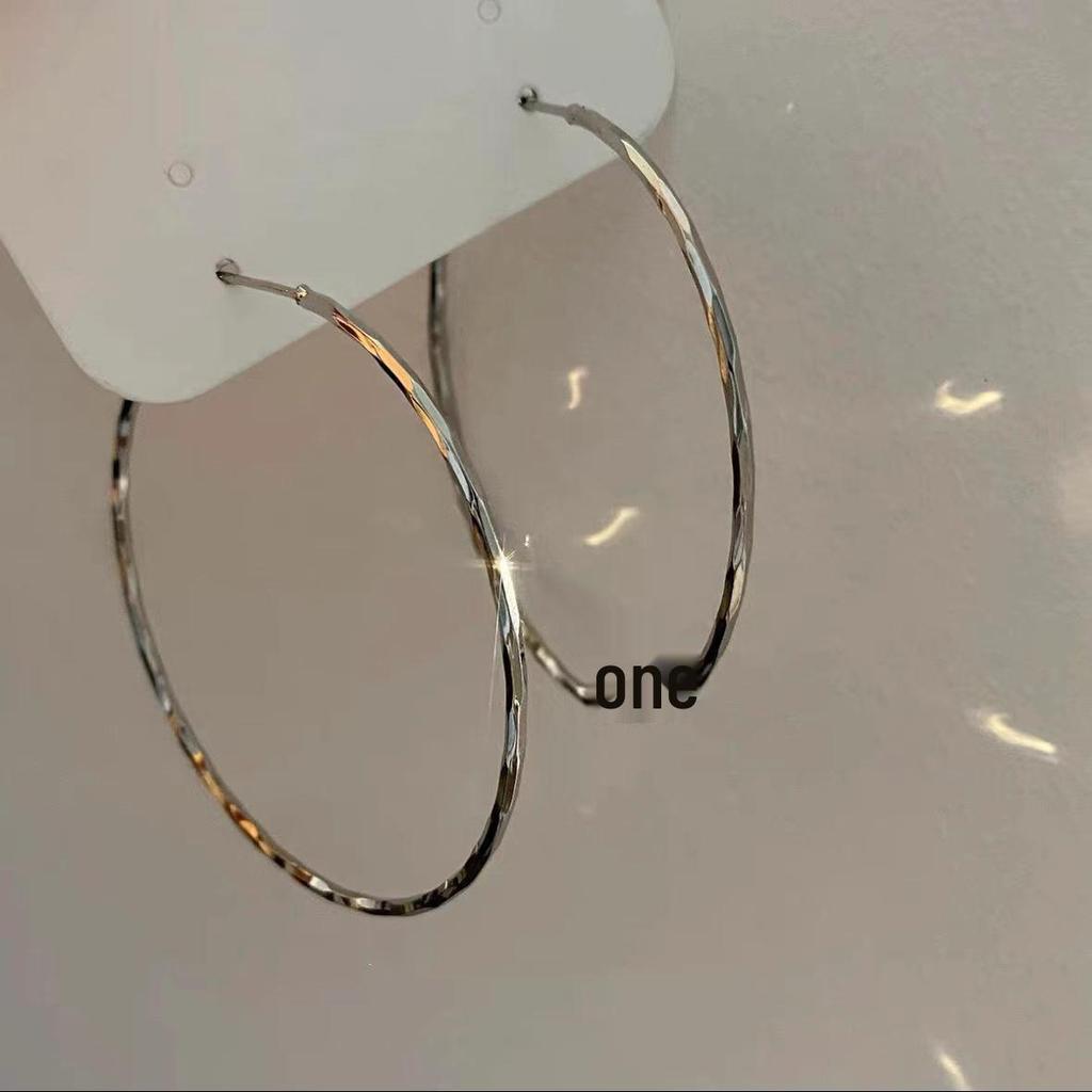 Stylish Silver Needle Round Hoop Earrings: Simple, Fashionable, Versatile, with a Light Luxury Feel