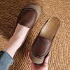 2026 Genuine Leather Loafers Women's Retro Round Toe Anti Skid Flats Woman Soft Daily Work Casual Walk Shoes Lady Zapatos Mujer