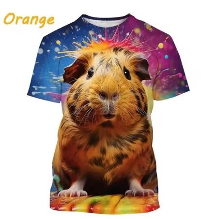 Süßes Hamster-Muster T-Shirt, 3D-bedrucktes kurzärmeliges T-Shirt für Herren und Damen, extra große Größe Hip-Hop T