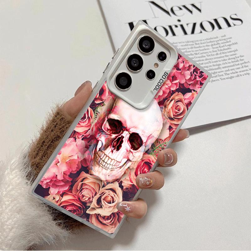 Floral Skull Flower Skeleton Shockproof Phone Case for Samsung Galaxy S26 Edge S25 Ultra S24 FE S23 Plus S21 Cover Anti Fall Fun