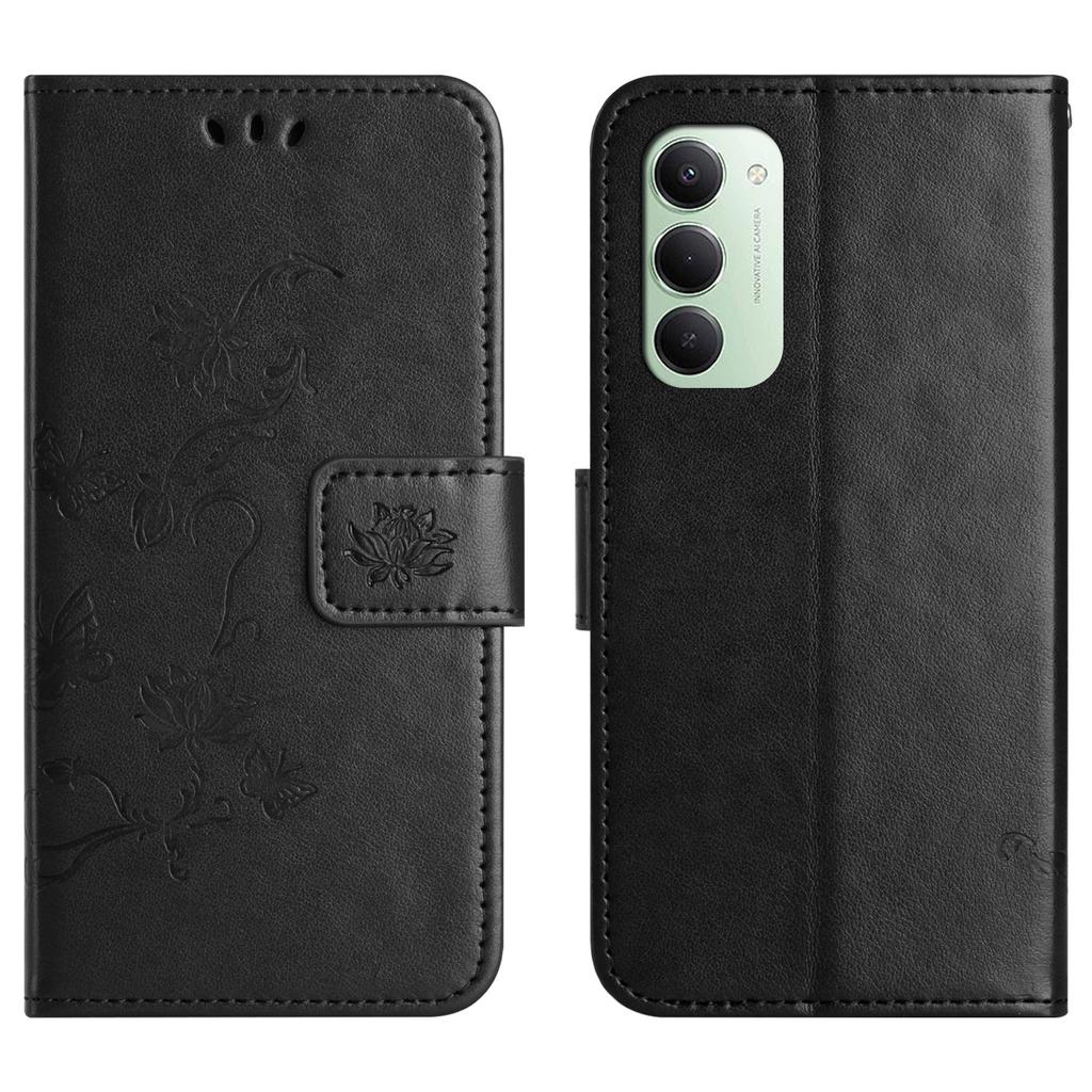For Xiaomi Redmi 15 4G (EU) (171mm) Case Wallet Stand Imprinted Butterfly Flower PU Leather Phone Cover