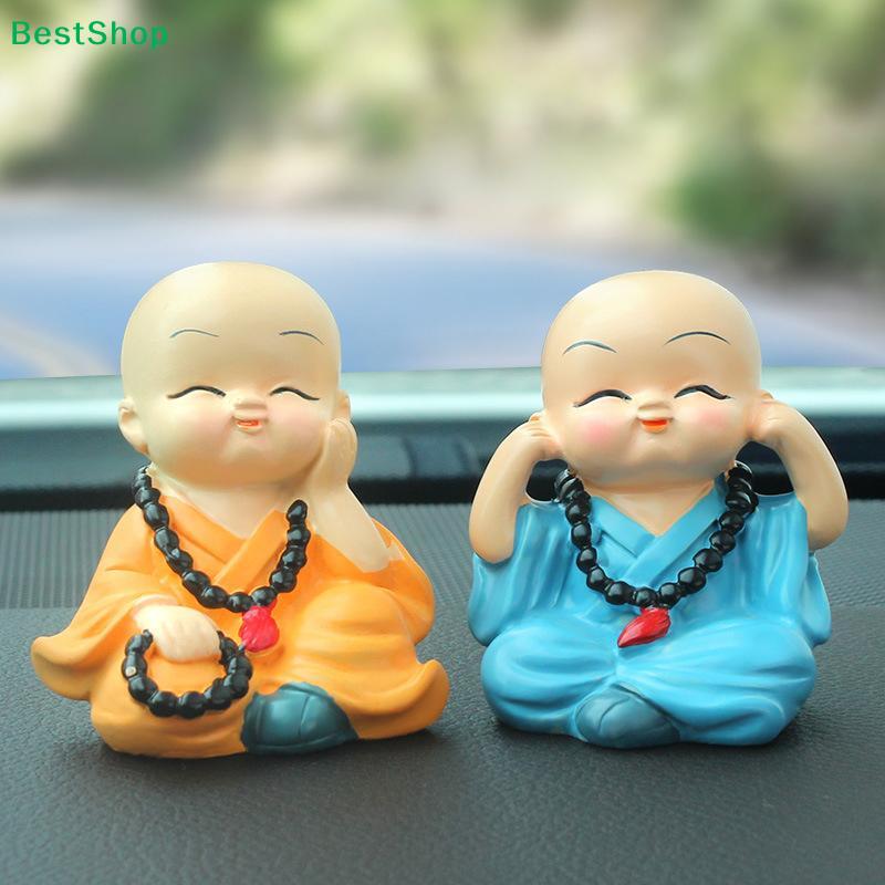 4 Stuks/Set Hars Ambachten Cadeau Schattige Kleine Monnik Beeldjes Schattige Monniken Beelden Creatieve Monnik Poppen Tafel Auto Decoratie