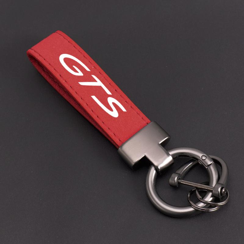 

For Porsche GTS Series 911 GTS 718 Boxster Cayman GTS Panamera Taycan GTS Cayenne Macan GTS Cars Accessories Leather Keychain червоний