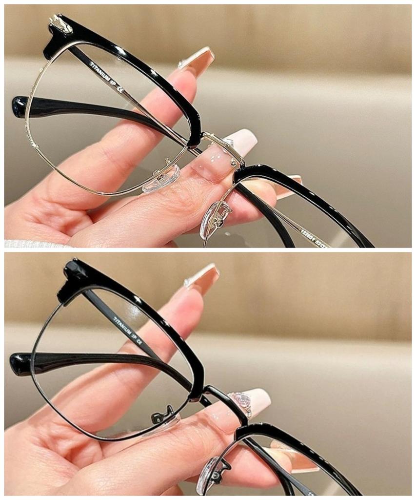 Korean Square Metal Frame Glasses for Women Men Anti-Blue Light Eyewear Unisex Outdoor Street Eyeglasses