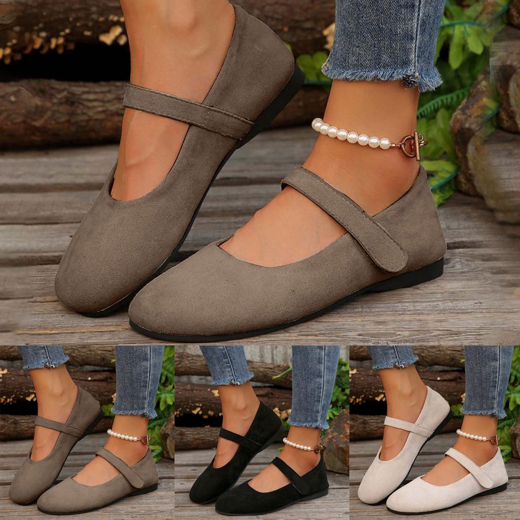 Flat Retro Fashion Shoes Fairy Shoes One Word Shallow Mouth Small Leather Shoes With Skirt Flat Open Toe Shoes For Women Dressy