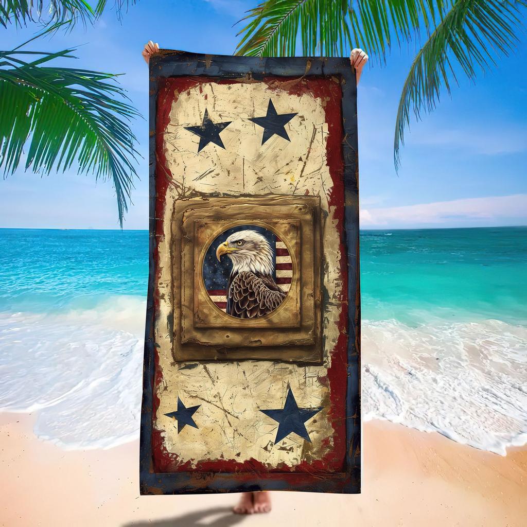 Independence Day Flag Beach Towel Retro Eagle Flag Beach Towel Digital Beach Towel