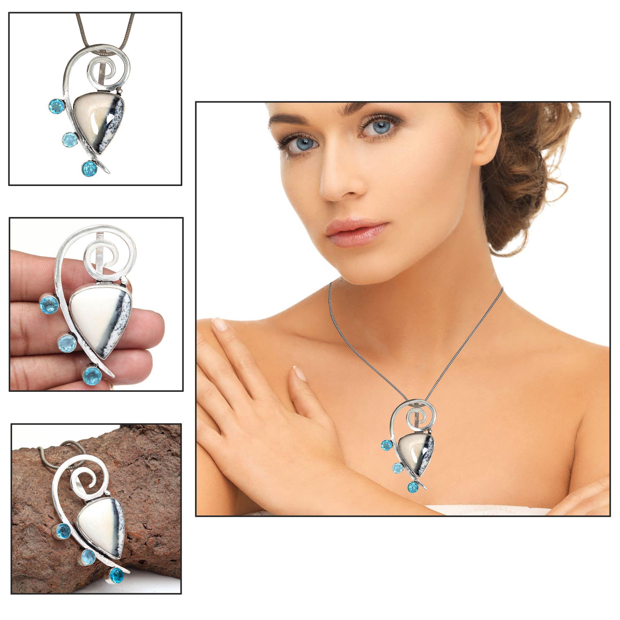 

Dendrite Necklace Garnet Gifted Jewelry Opal, 18 Gemstone Opal