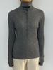 Women's Ribbed High Collar Wool Sweater - Slim Fit Convertible Lapel for Autumn/Winter