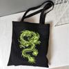 Women Bag Dragon Print Canvas Bag Shopper Bag Harajuku Y2k Large Capacity Punk Gothic Casual Cartoon Women Shoulder Bags Handbag