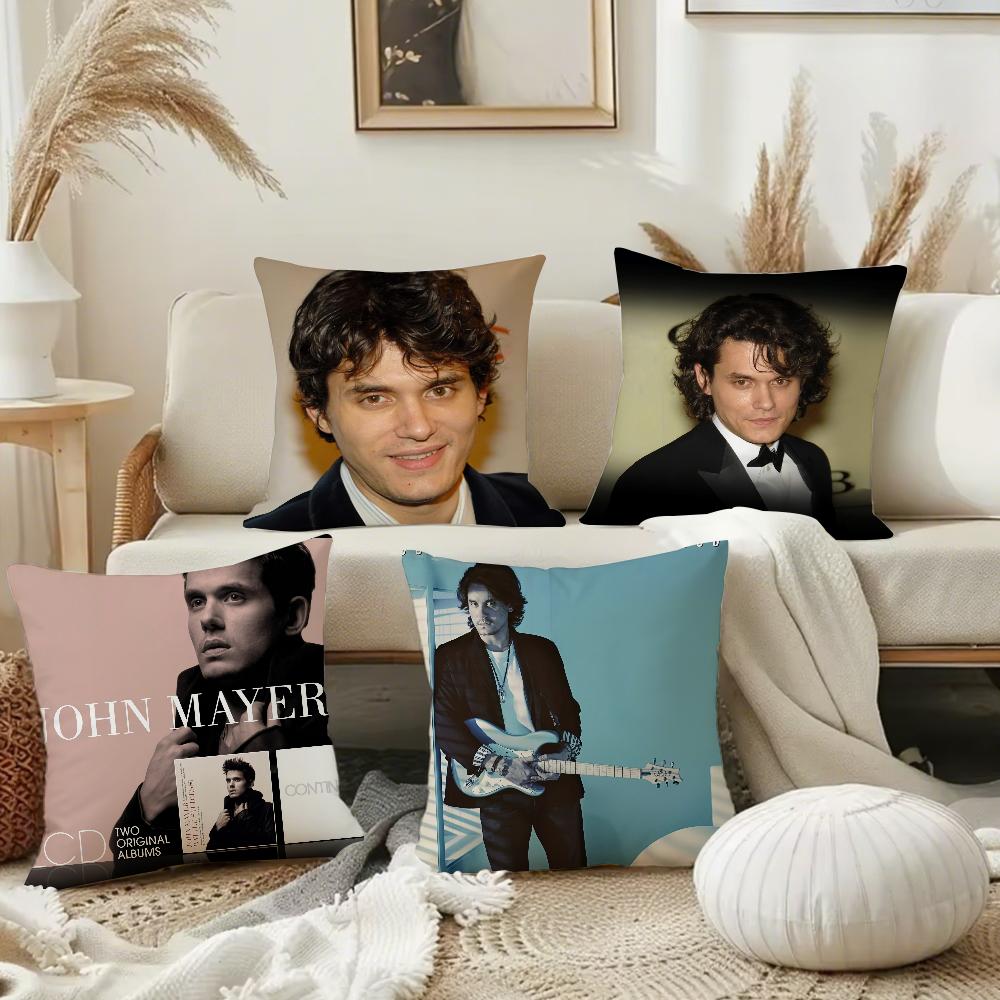 Singer John Mayer Pillow Case Square Double-Sided Printing Short Plush Sofa Cushion Cover Bedroom Bedside Pillow