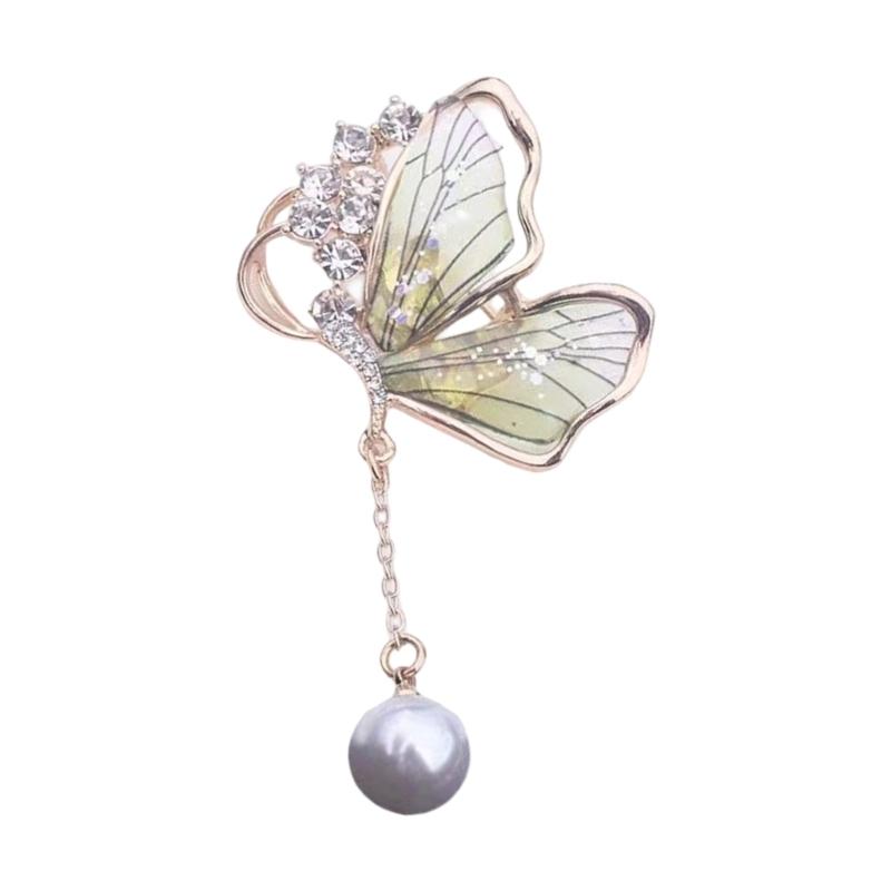 Elegant Butterfly Brooch With Pearls Designs Dripping Waterdrop Shape Alloy Materials for Women Fashion Accessory