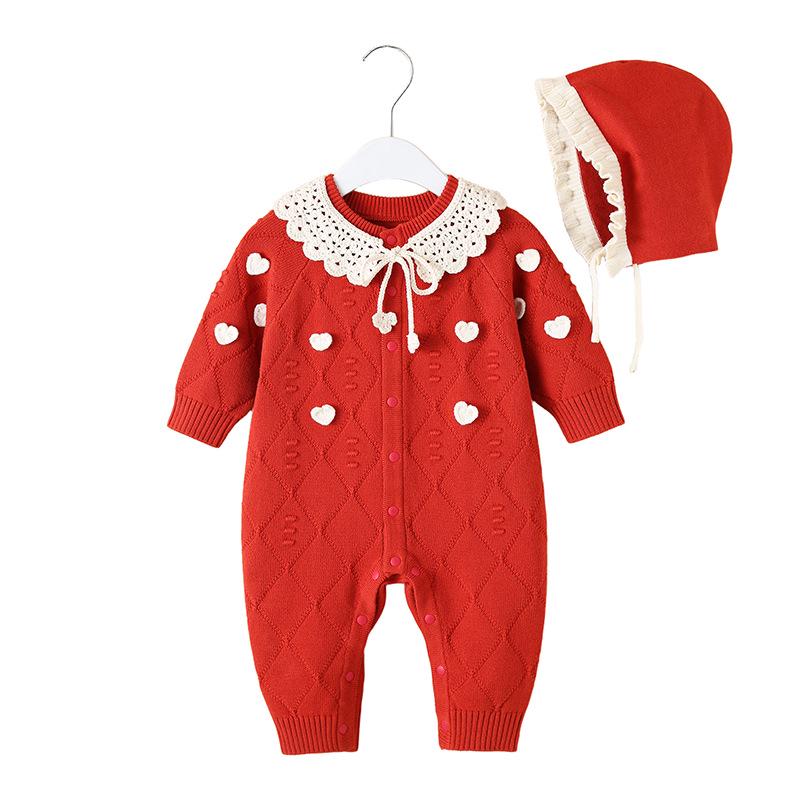 

Newborn Girl s Red Ruffle Cardigan & Flower Knitwear Set 80 cm