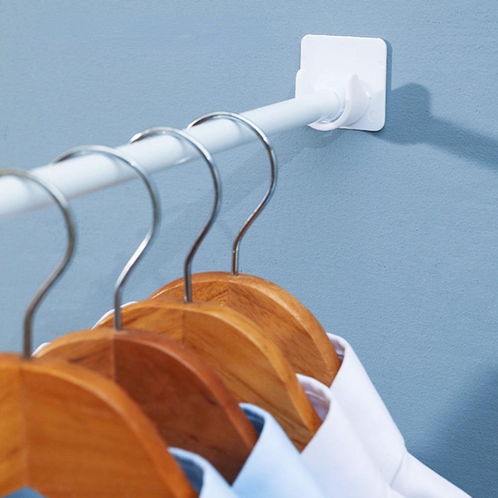 2pc Punch Free Curtain Rod Brackets,Self Adhesive Curtain Rod Holders,Nail Free Adjustable Curtain Rod Hooks