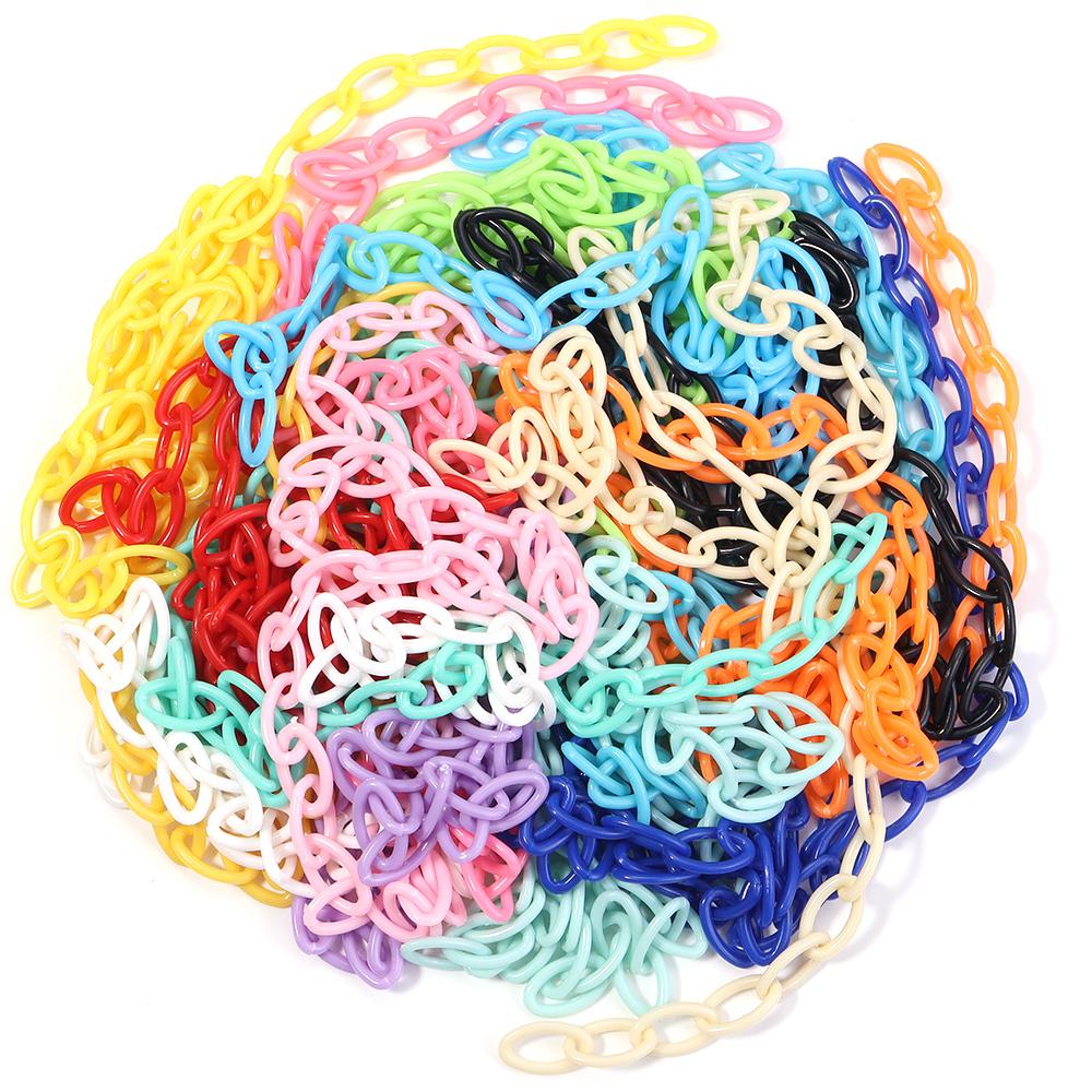 5pcs/lot 50cm Plastic Link Chain Colorful Extension Chains For Jewelry Making DIY Bracelet Necklace Phone Key Bag Chain Supplies